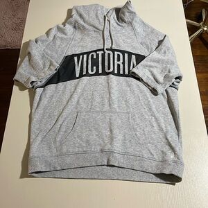 Victoria’s Secret Gray & Black Short Sleeve Sweatshirt- Size Small